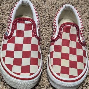 *Size 10.5* Vans* Kids Red and White Checkered Shoes*